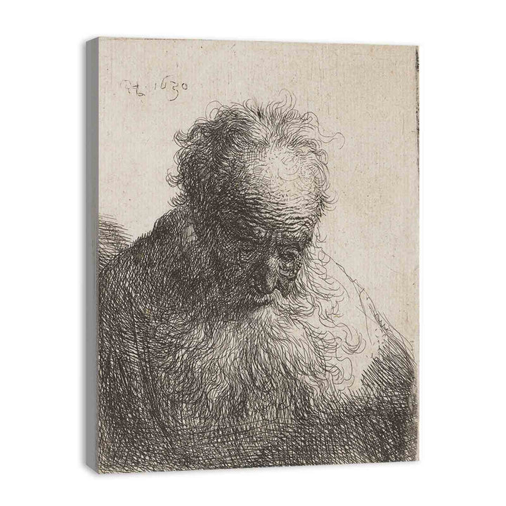 Bust of an old Man with a flowing Beard The Head bowed forward Painting