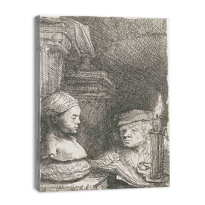 Man Drawing From A Cast Painting