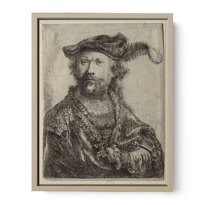 Self portrait in a velvet cap with plume Painting