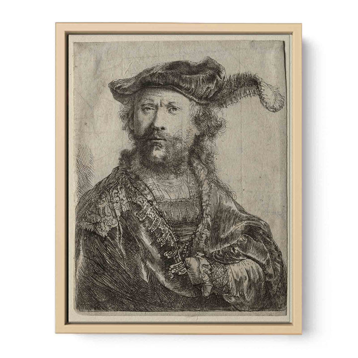 Self portrait in a velvet cap with plume Painting