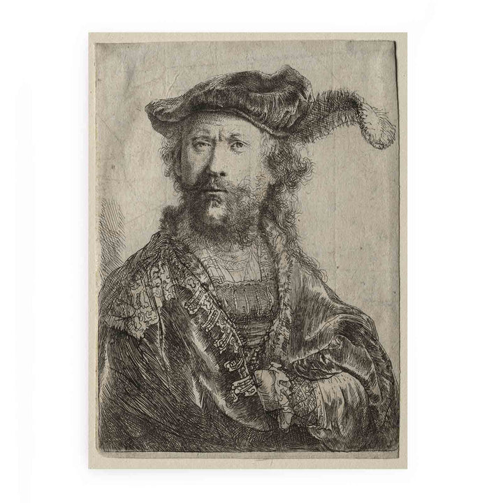 Self portrait in a velvet cap with plume Painting