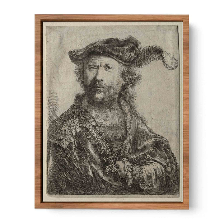 Self portrait in a velvet cap with plume Painting
