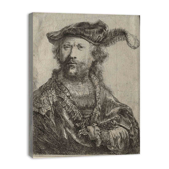 Self portrait in a velvet cap with plume Painting
