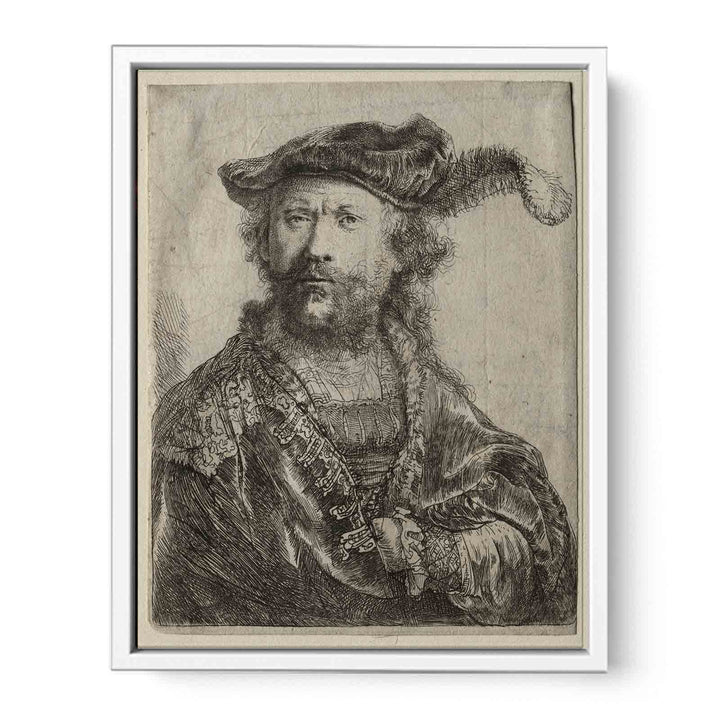 Self portrait in a velvet cap with plume Painting