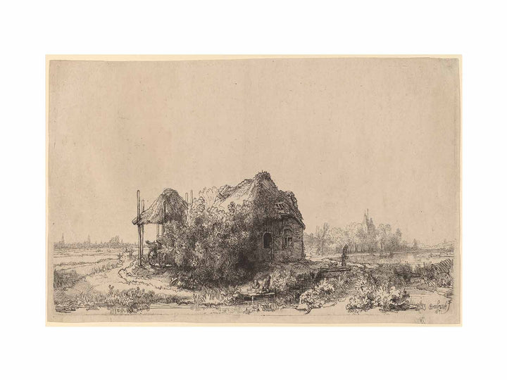 Landscape with a Cottage and Haybarn Oblong
 Painting
