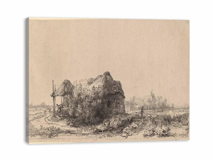 Landscape with a Cottage and Haybarn Oblong
 Painting