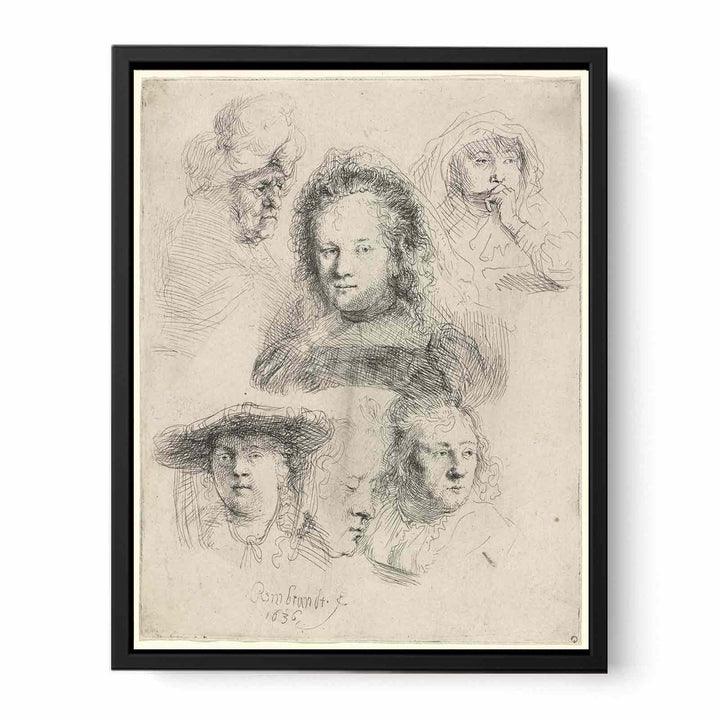 Studies Of The Head Of Saskia And Others Painting