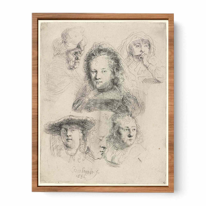 Studies Of The Head Of Saskia And Others Painting