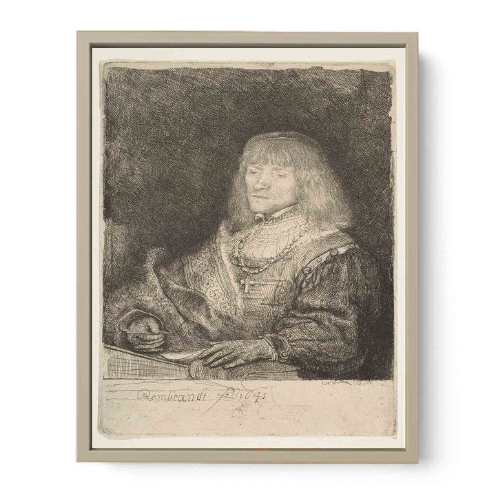 A Man at a Desk wearing a Cross and Chain Painting