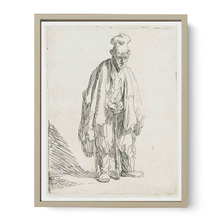 Beggar In A High Cap, Standing And Leaning On A Stick Painting
