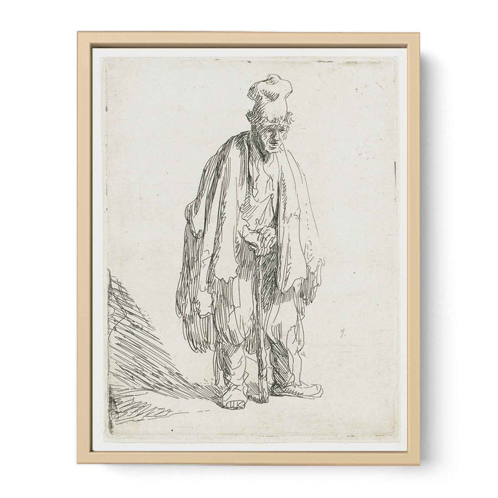 Beggar In A High Cap, Standing And Leaning On A Stick Painting
