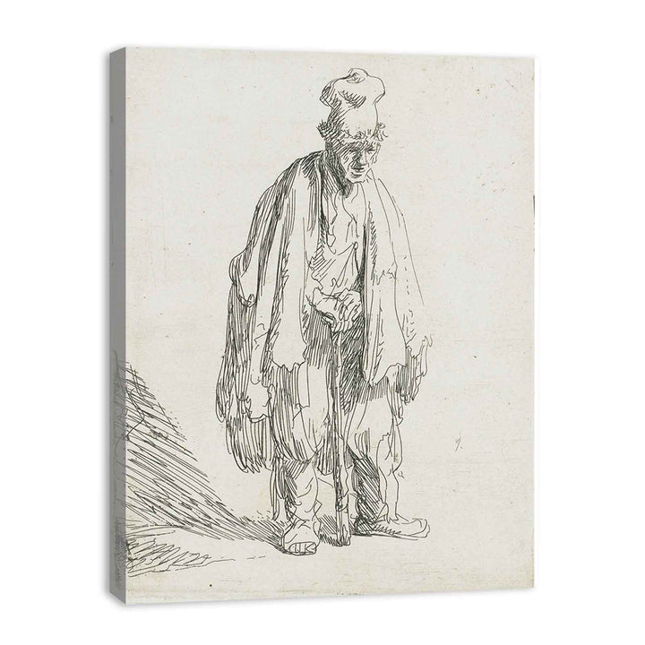 Beggar In A High Cap, Standing And Leaning On A Stick Painting