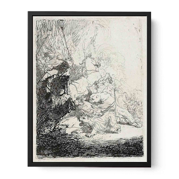 The Small Lion Hunt (with two Lions) Painting