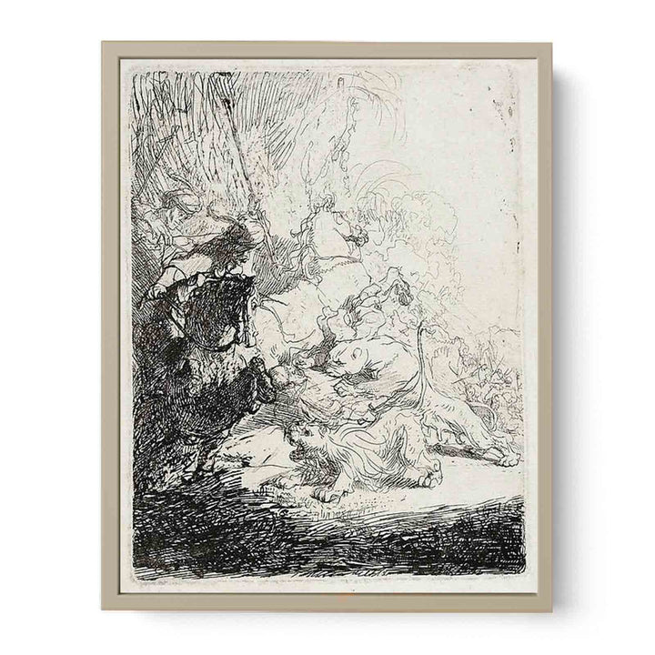 The Small Lion Hunt (with two Lions) Painting