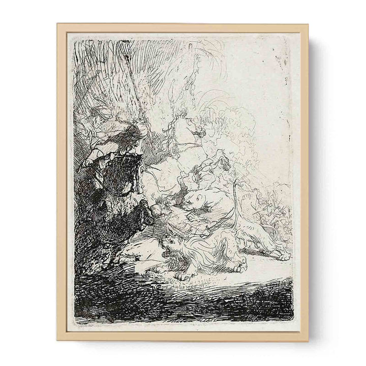 The Small Lion Hunt (with two Lions) Painting