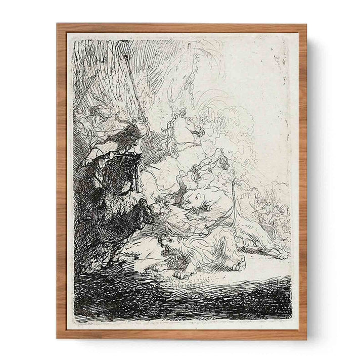 The Small Lion Hunt (with two Lions) Painting