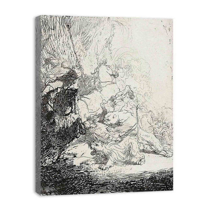 The Small Lion Hunt (with two Lions) Painting