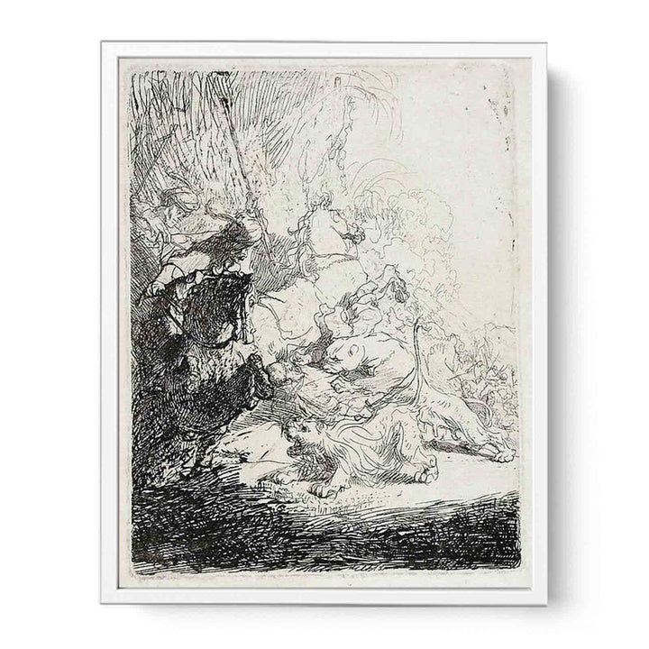 The Small Lion Hunt (with two Lions) Painting