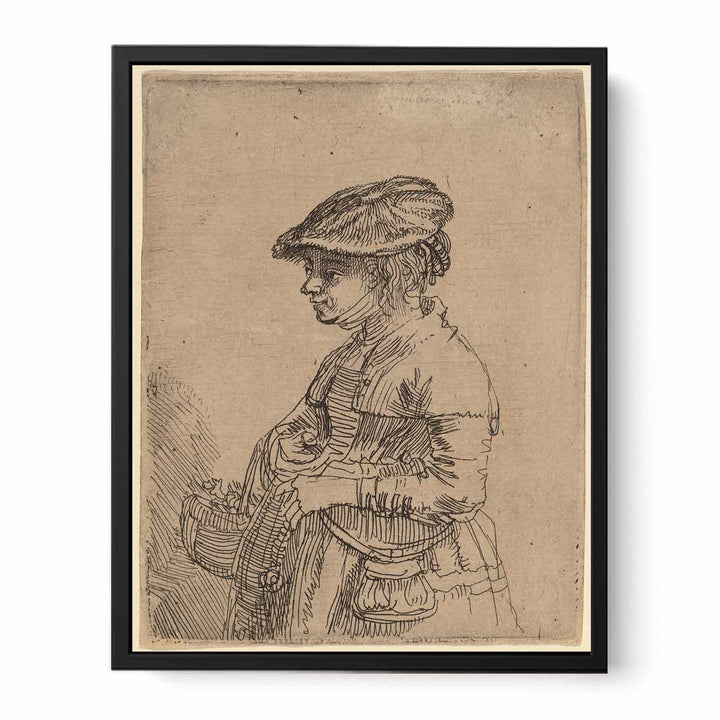 A Girl with a Basket Painting