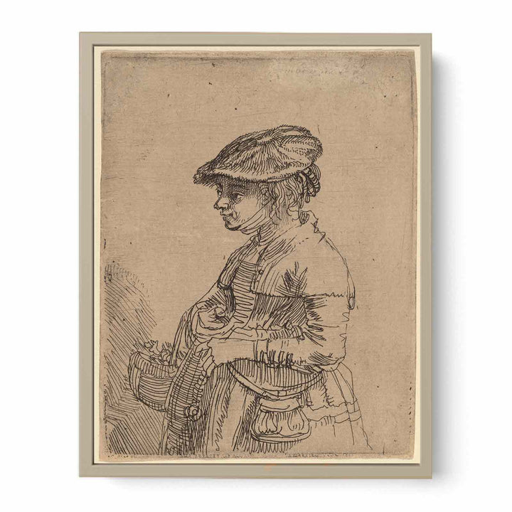 A Girl with a Basket Painting