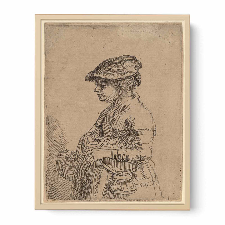 A Girl with a Basket Painting