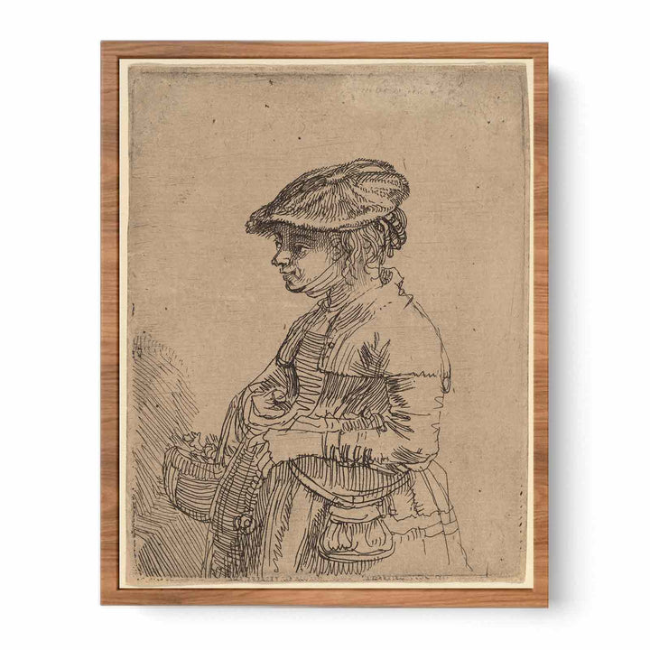 A Girl with a Basket Painting