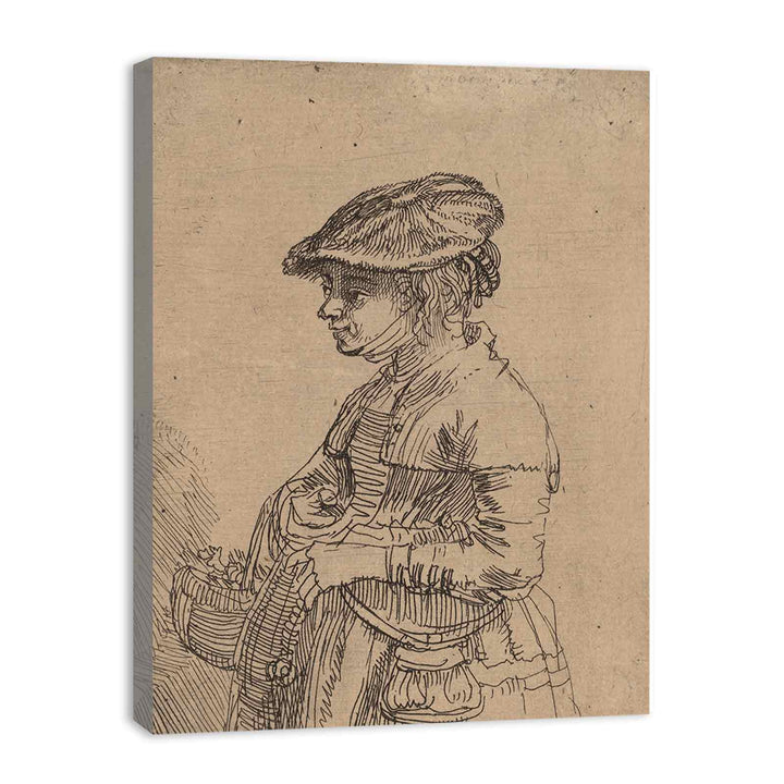 A Girl with a Basket Painting