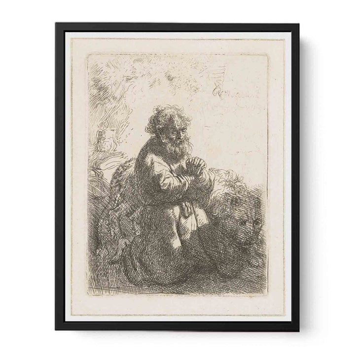 St. Jerome kneeling in Prayer, looking down Painting