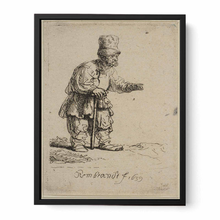 A Peasant in a high Cap, standing leaning on a Stick Painting
