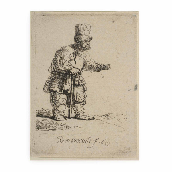 A Peasant in a high Cap, standing leaning on a Stick Painting