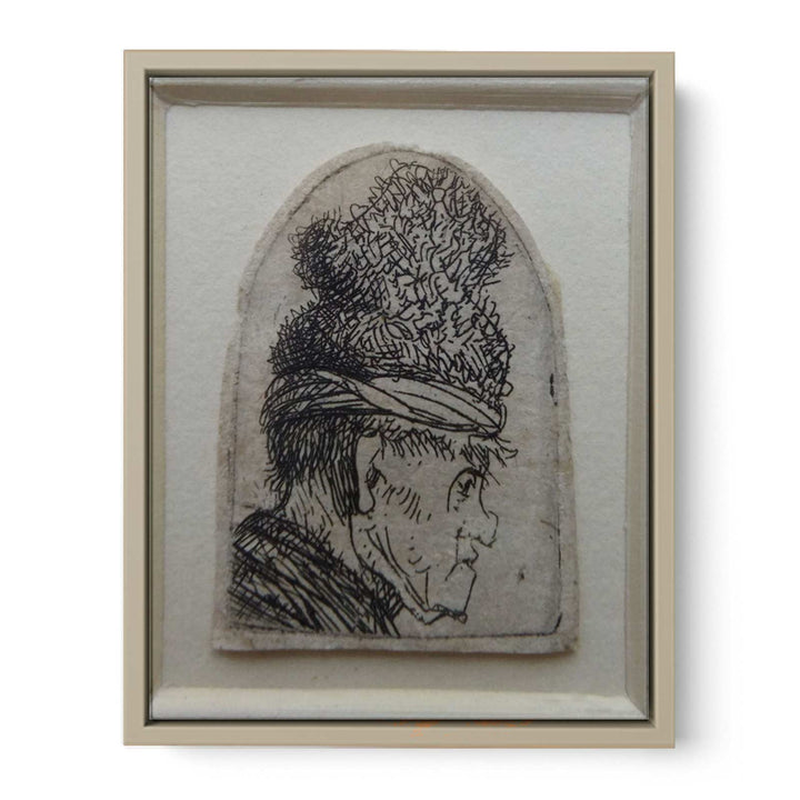 Grotesque Profile Man In A High Cap Painting