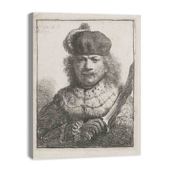 Self-Portrait With Raised Sabre Painting