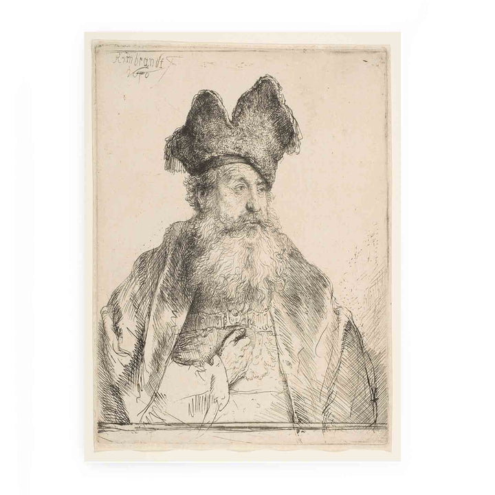 An old Man with a divided Fur Cap Painting