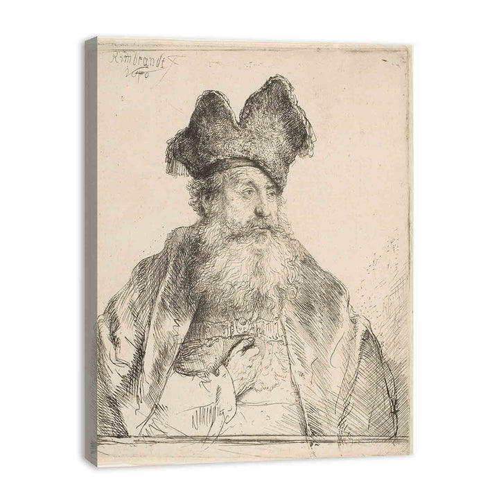 An old Man with a divided Fur Cap Painting