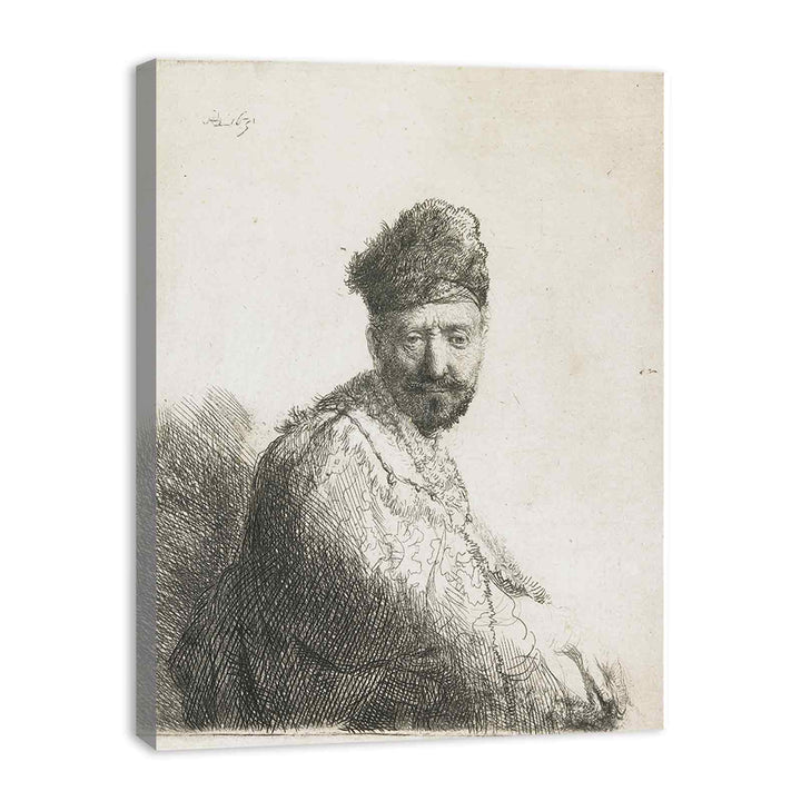 A bearded Man in a furred oriental Cap and Robe the Artist's Father Painting
