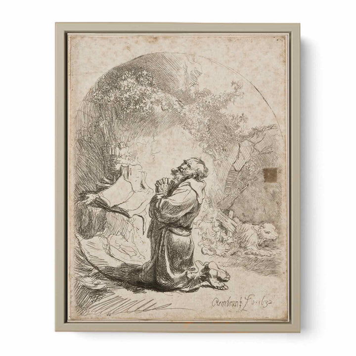 Saint Jerome praying Arched Painting