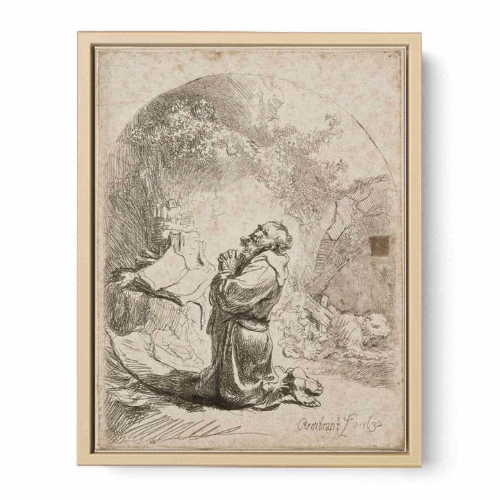 Saint Jerome praying Arched Painting
