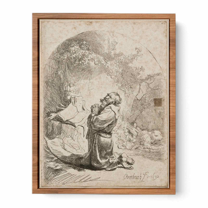 Saint Jerome praying Arched Painting