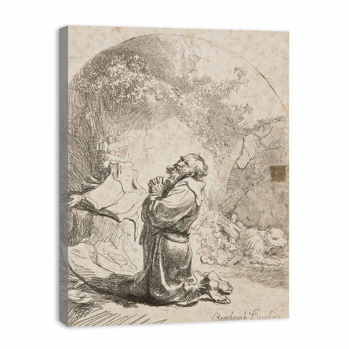 Saint Jerome praying Arched Painting