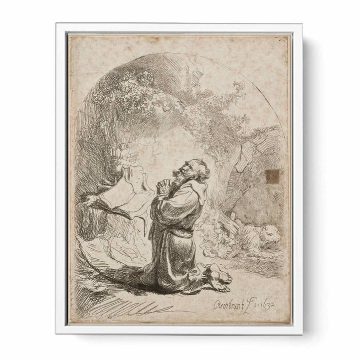 Saint Jerome praying Arched Painting