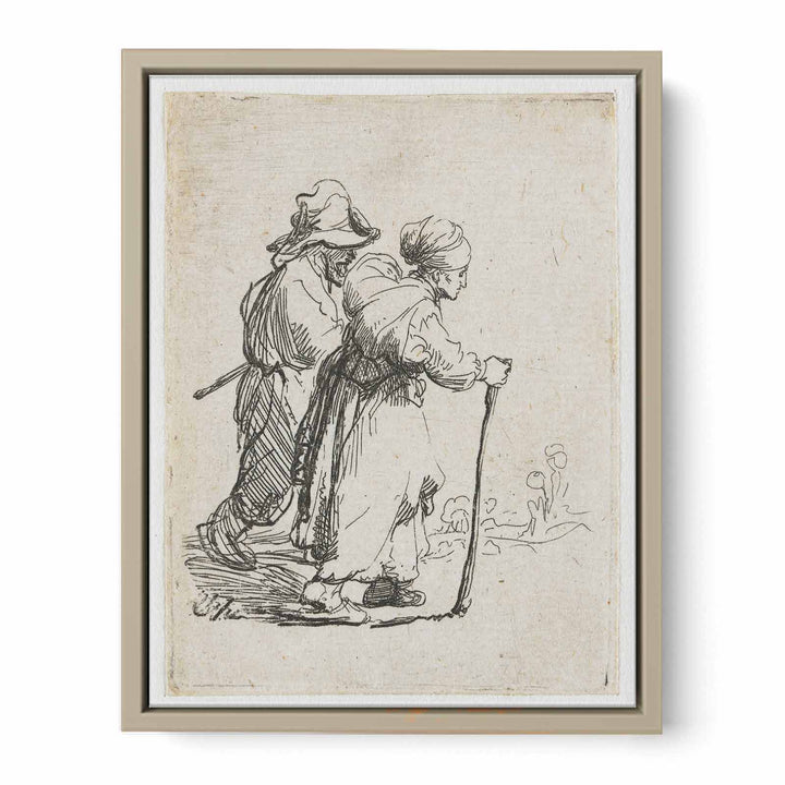 Two Tramps; a Man and a Woman Painting