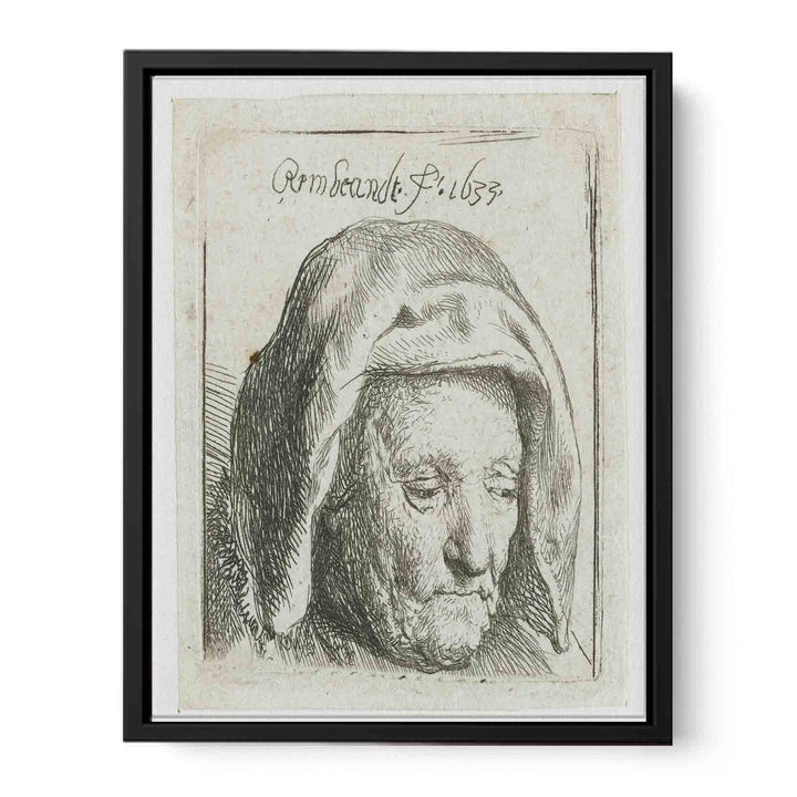 The Artist's Mother in a Cloth Headdress, looking down Head only Painting