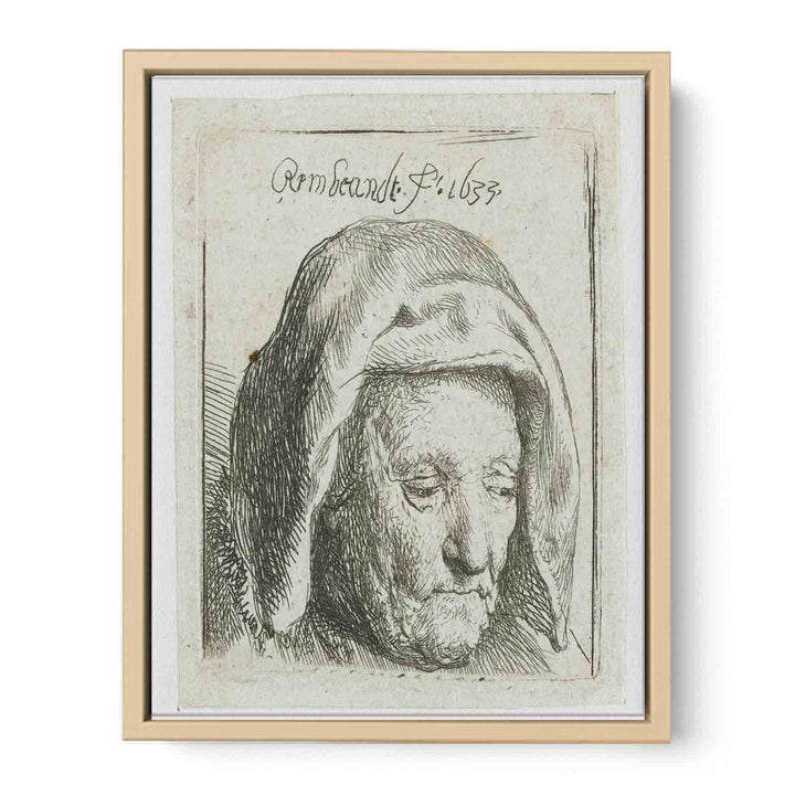 The Artist's Mother in a Cloth Headdress, looking down Head only Painting