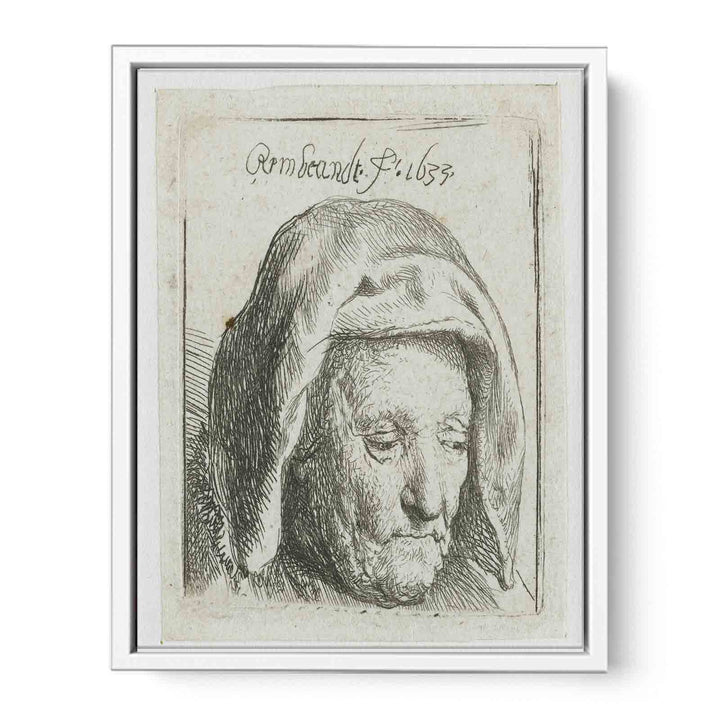 The Artist's Mother in a Cloth Headdress, looking down Head only Painting