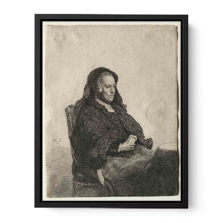 The Artist's Mother seated at a Table looking right Three-quarter Length Painting