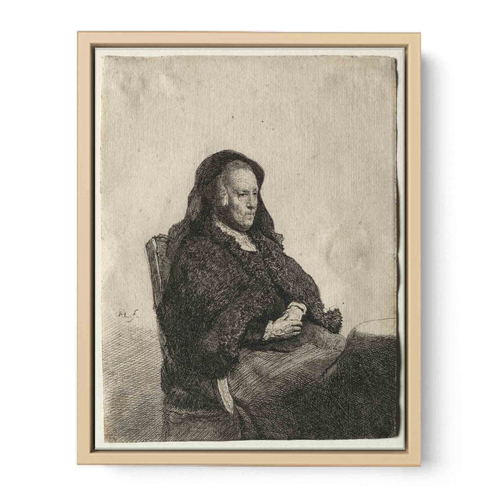 The Artist's Mother seated at a Table looking right Three-quarter Length Painting