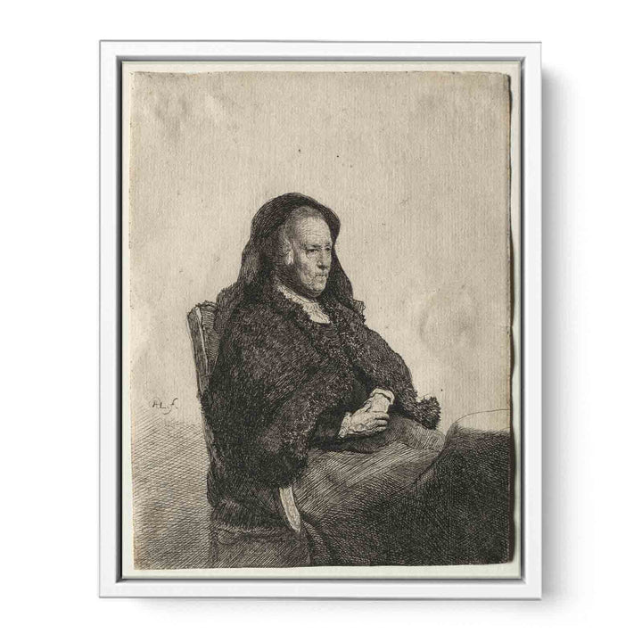 The Artist's Mother seated at a Table looking right Three-quarter Length Painting