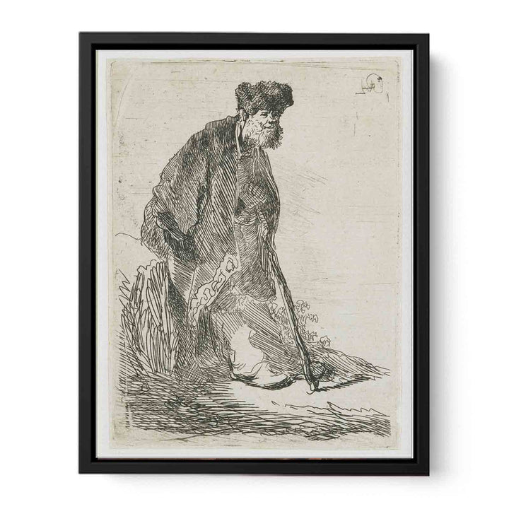 Man In A Coat And Fur Cap Leaning Against A Bank
 Painting
