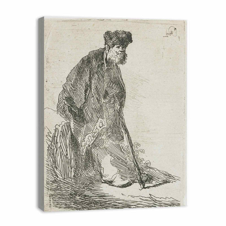 Man In A Coat And Fur Cap Leaning Against A Bank
 Painting