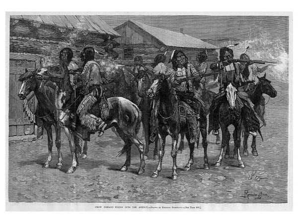 Crow Indians Firing into the Agency 